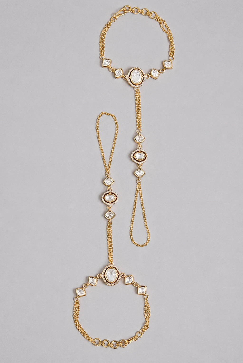 Gold Finish Kundan And Polki Haathphool