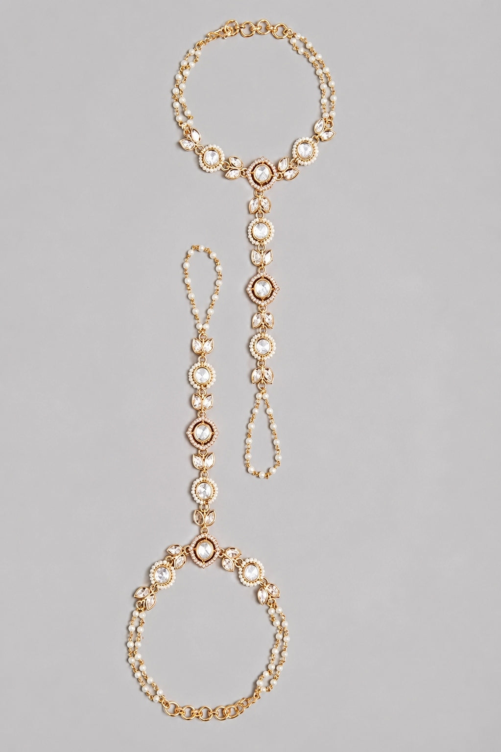 Gold Finish Polki Haathphool