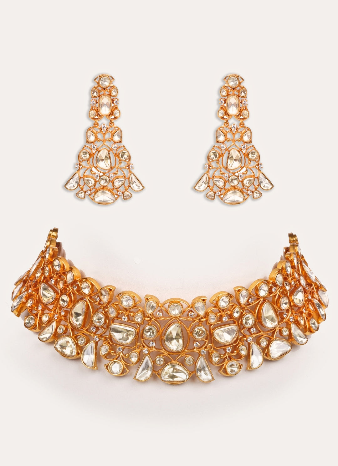 Moissanite Stone Gold Necklace Set