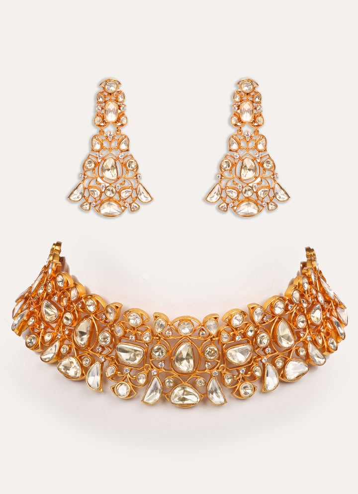 Moissanite Stone Gold Necklace Set