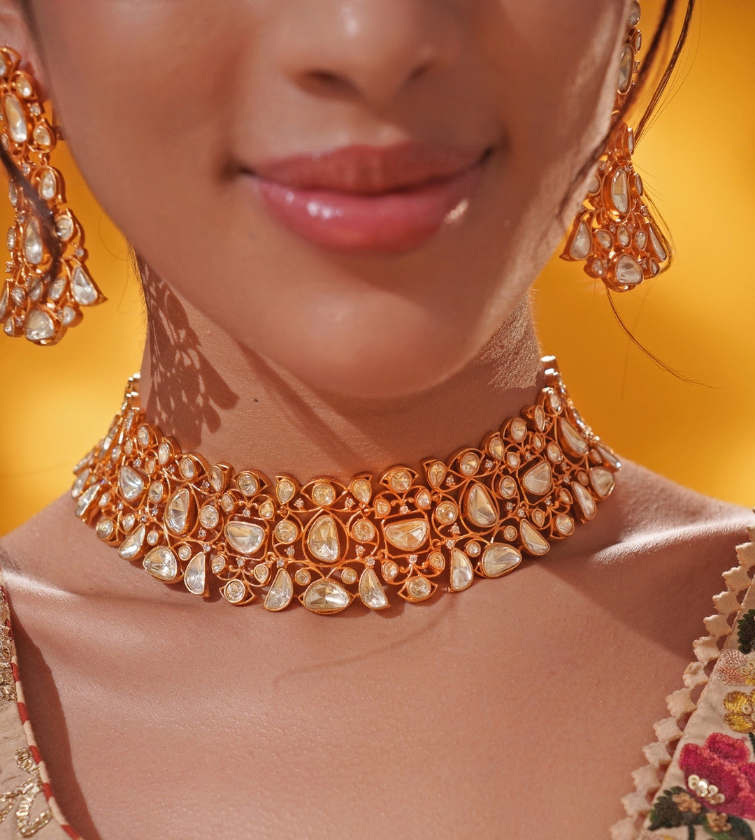 Moissanite Stone Gold Necklace Set