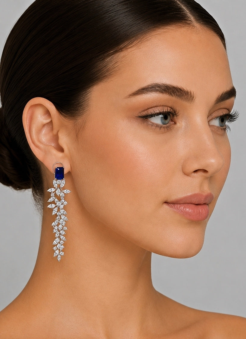 Sapphire And Diamond Dangler Earrings