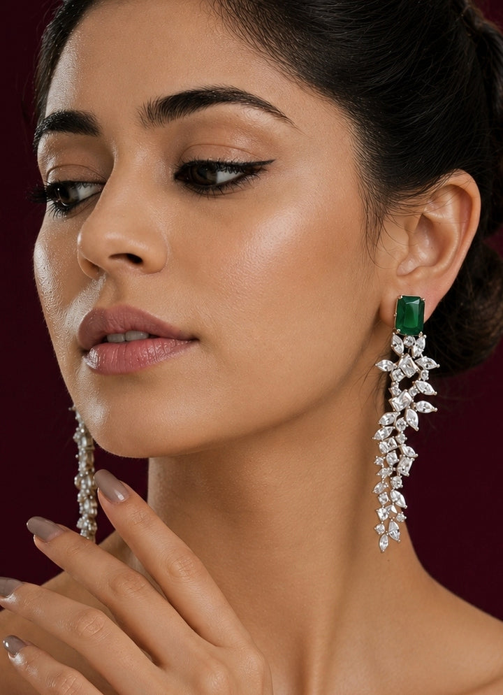 Emerald And Diamond Dangler Earrings