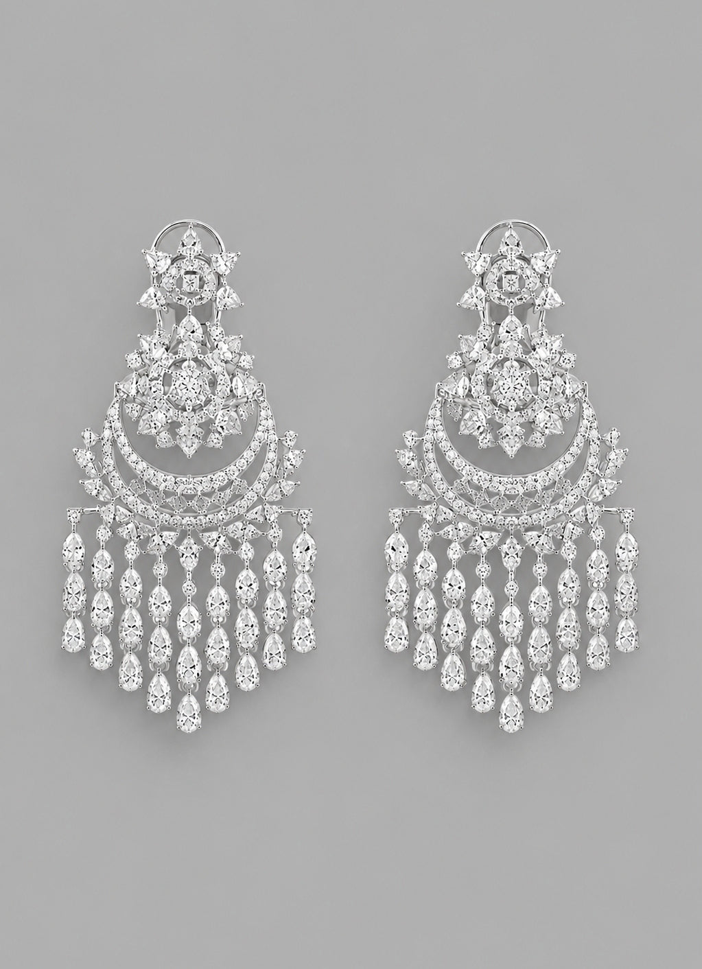 White Finish Diamond Dangler Earrings