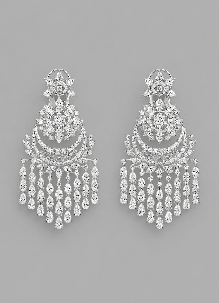 White Finish Diamond Dangler Earrings