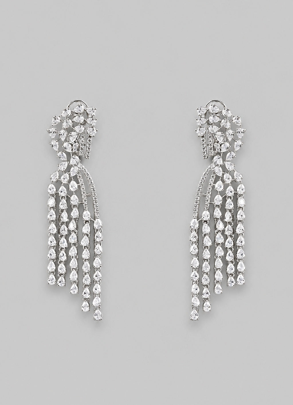 White Finish Diamond Earrings