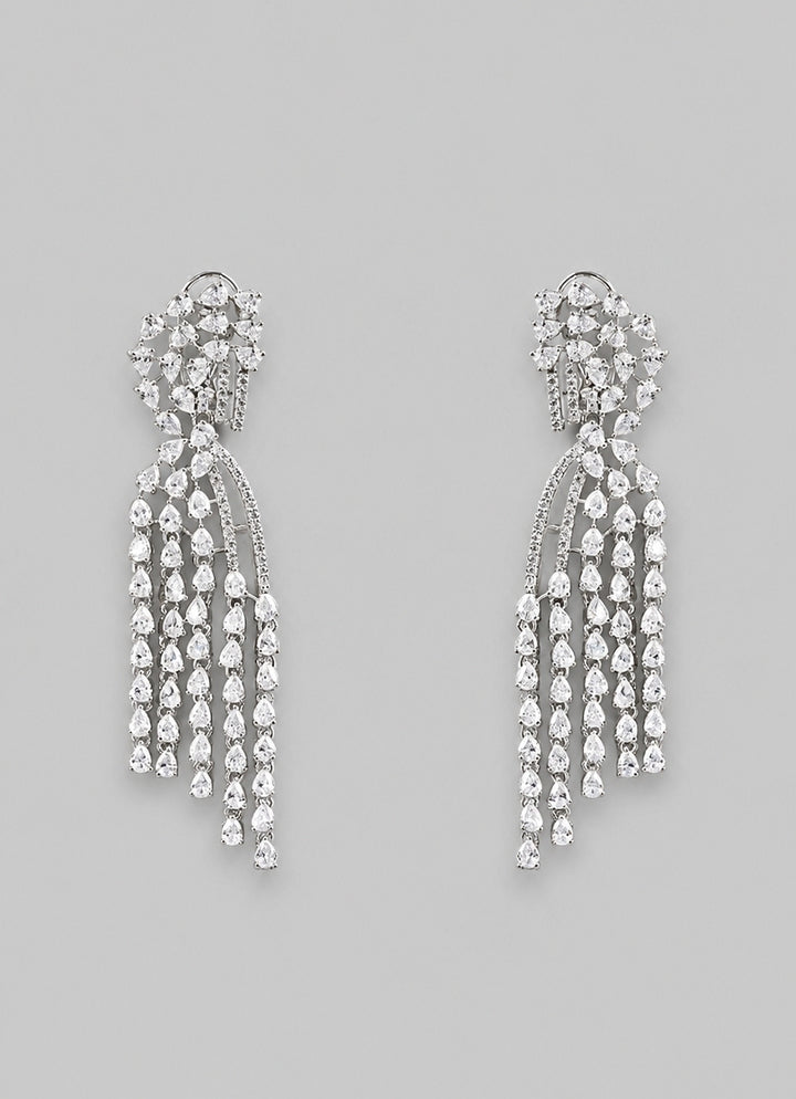 White Finish Diamond Earrings
