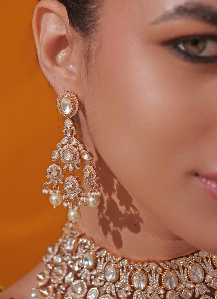 Polki Embellished Gold Bridal Necklace Set