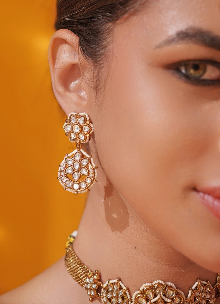 Polki Temple Motif Gold Choker Set