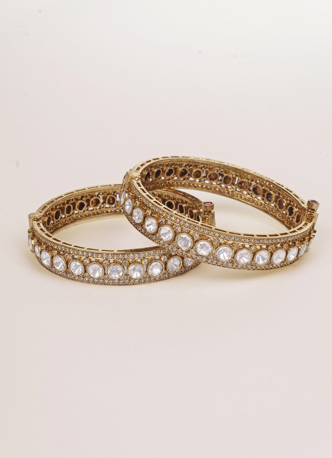 Antique Gold Polki Two Tone Bangle Set