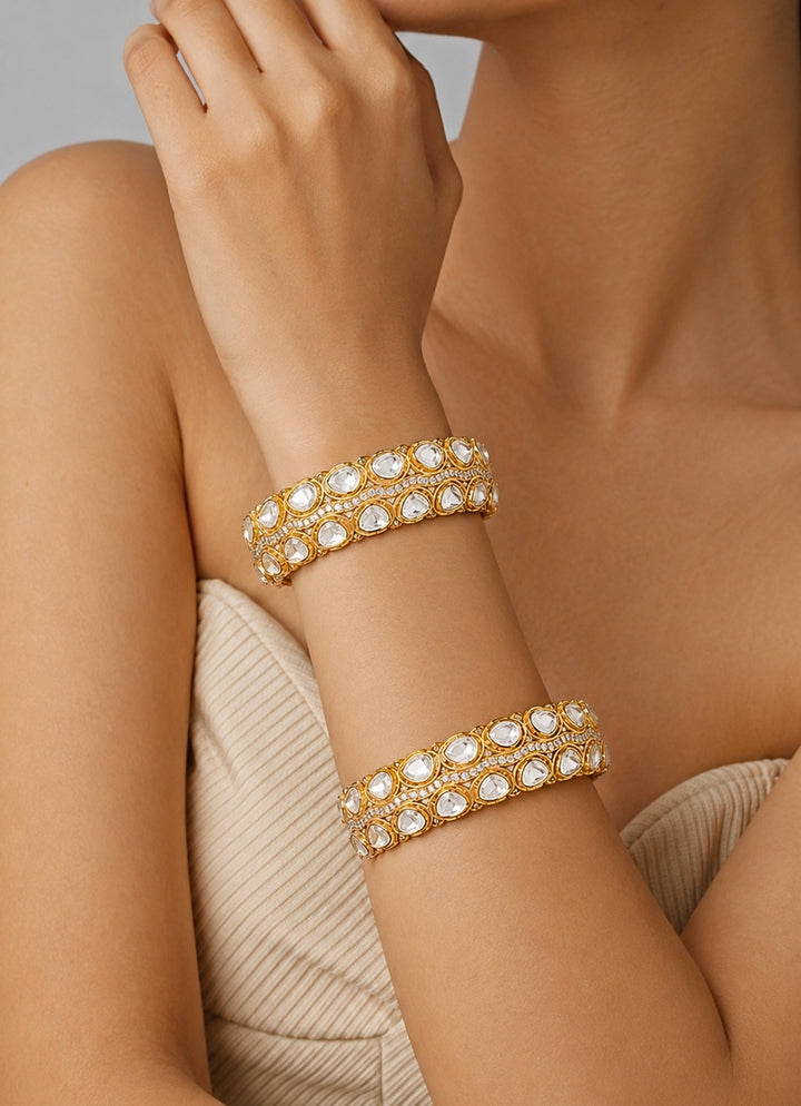 Gold Moissanite Bangle Set