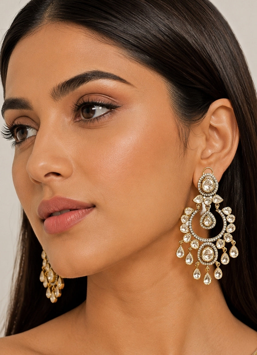 Dual Tone Polki Chandbaali