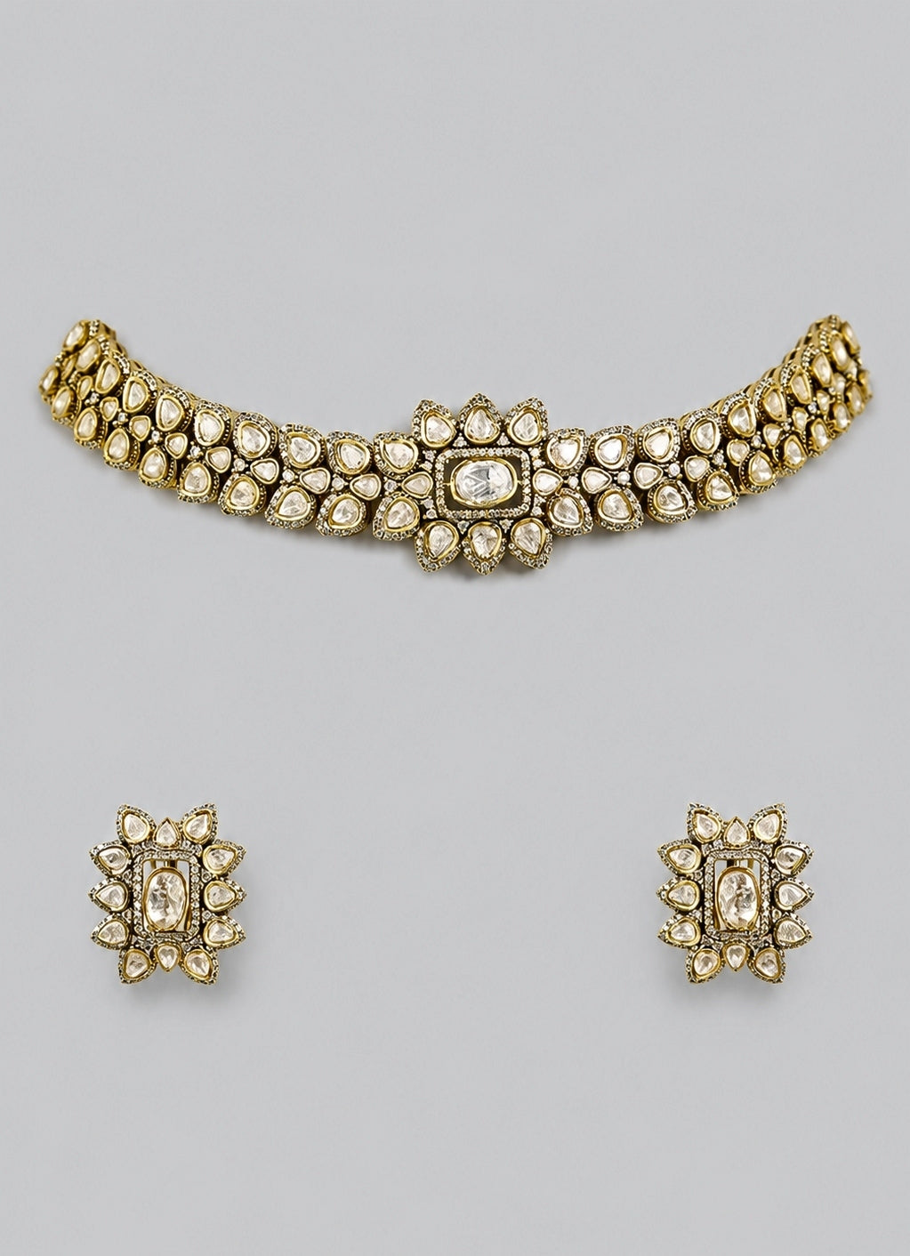 White Stone And Polki Choker Set