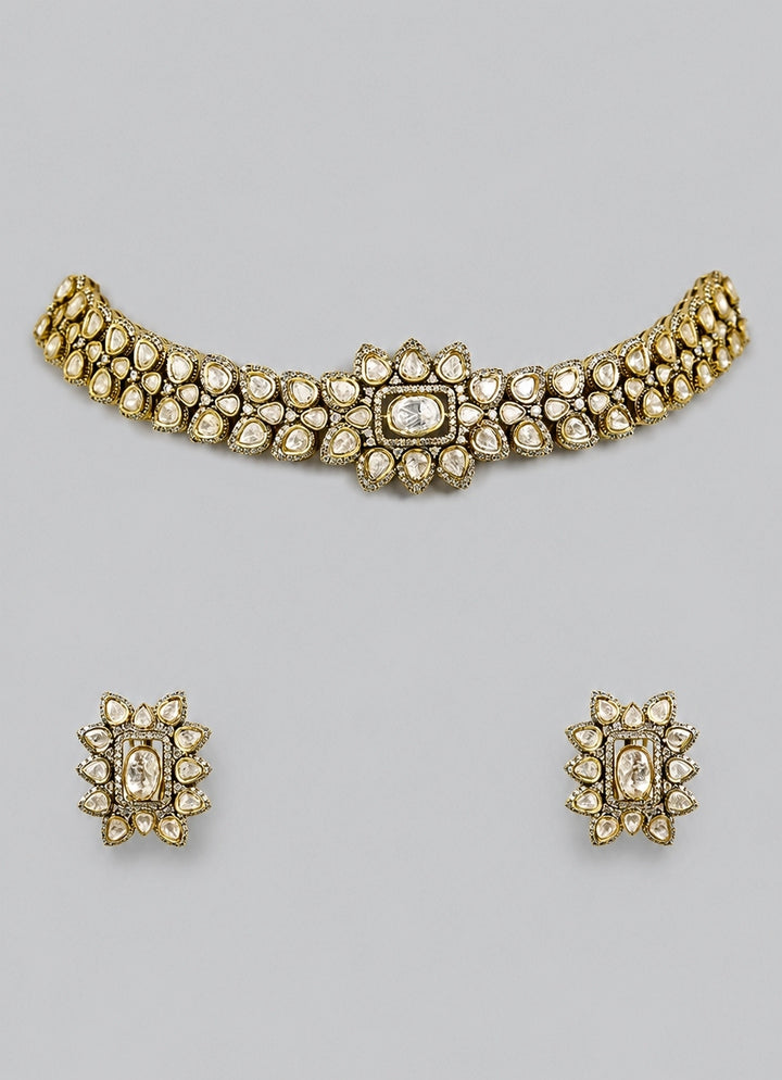 White Stone And Polki Choker Set