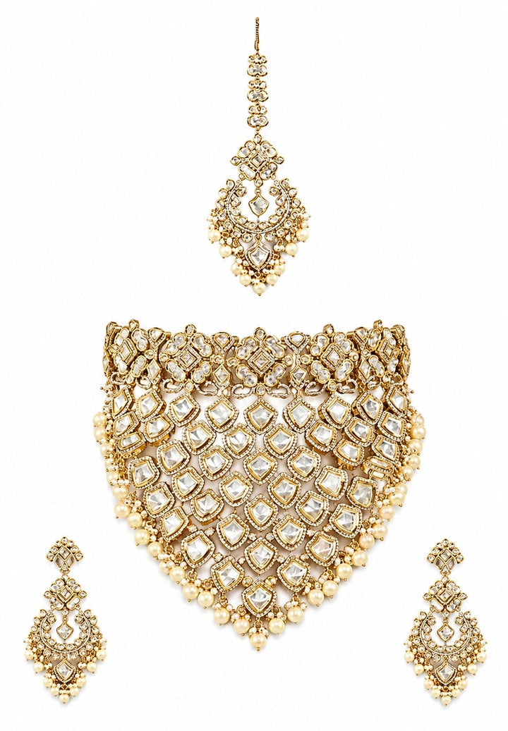 Dual Tone Polki Bridal Necklace Set