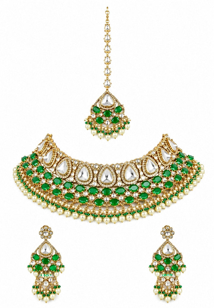 Emerald Polki Bridal Necklace Set