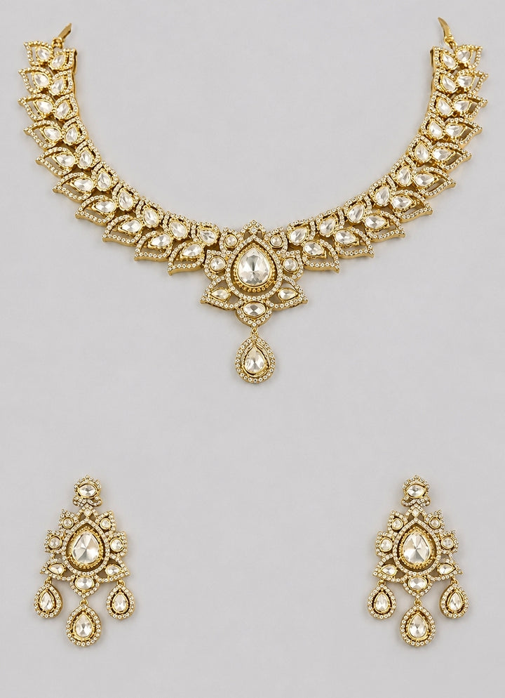 Dual Tone Finish Polki Necklace Set