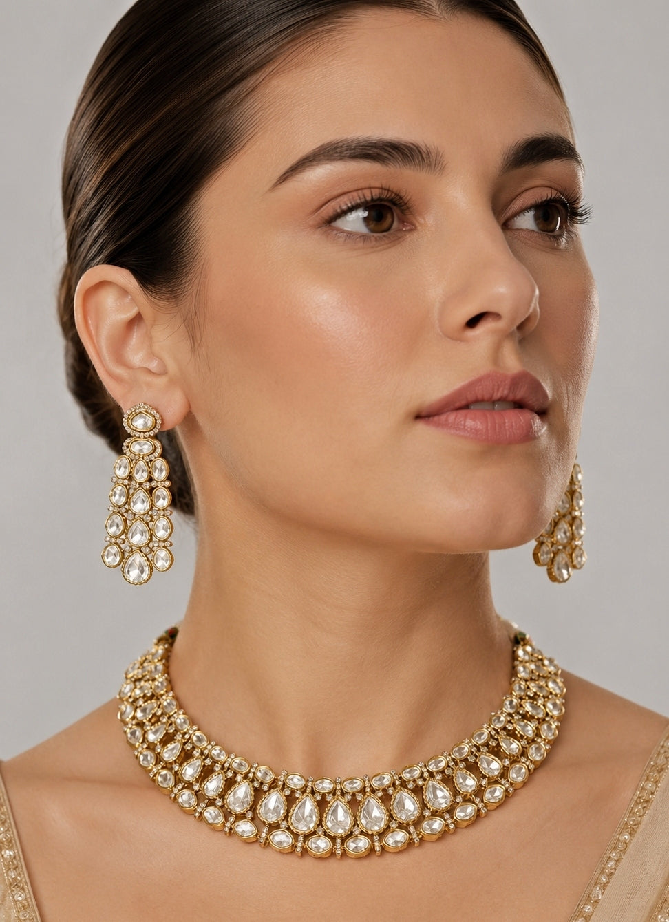 Polki Dual Tone Necklace Set