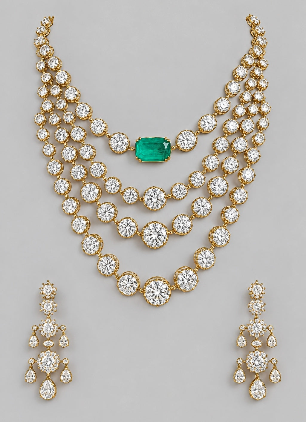 Four Layer Diamond Necklace Set