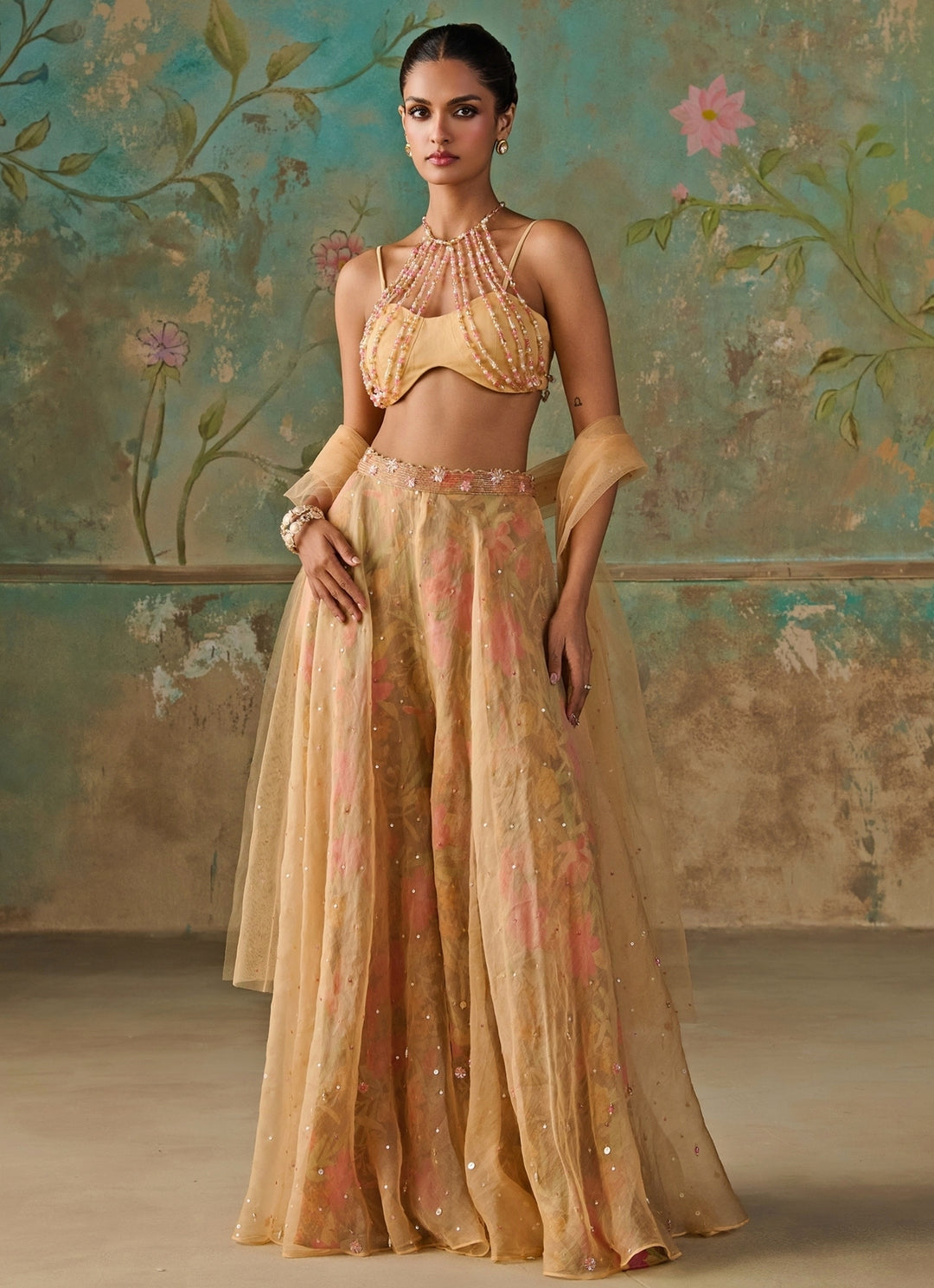 Yellow Organza Blouse Sharara Set