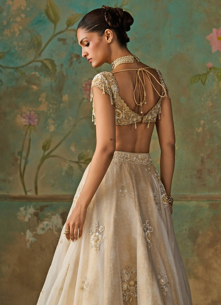 Ivory Silk Organza Lehenga Set