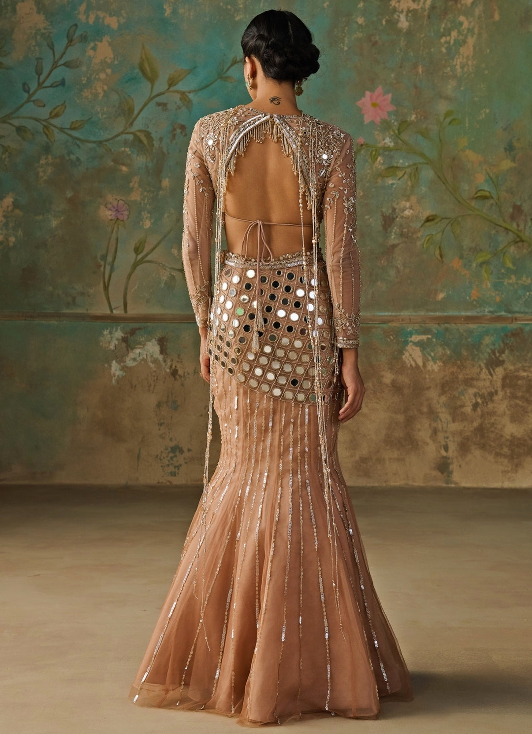 Blush Gold Soft Net Mermaid Lehenga Set