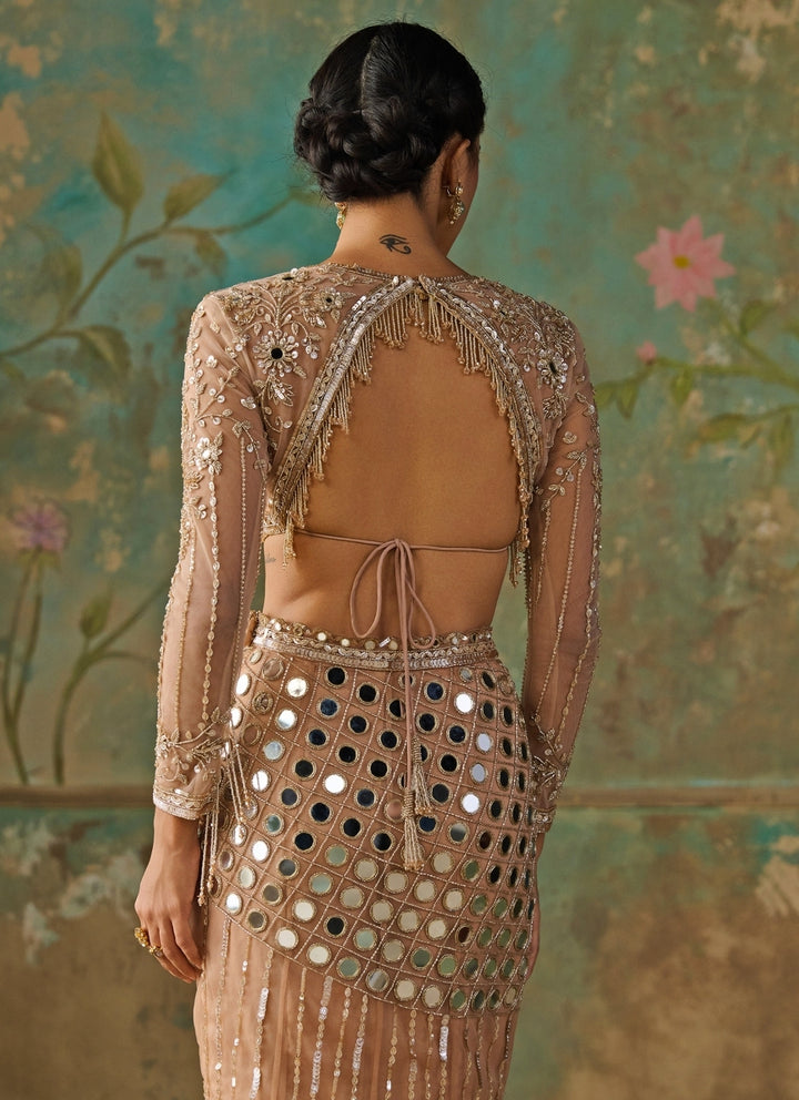 Blush Gold Soft Net Mermaid Lehenga Set