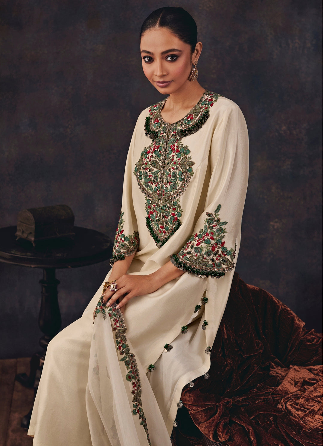 Ivory Silk Kurta Pants Set