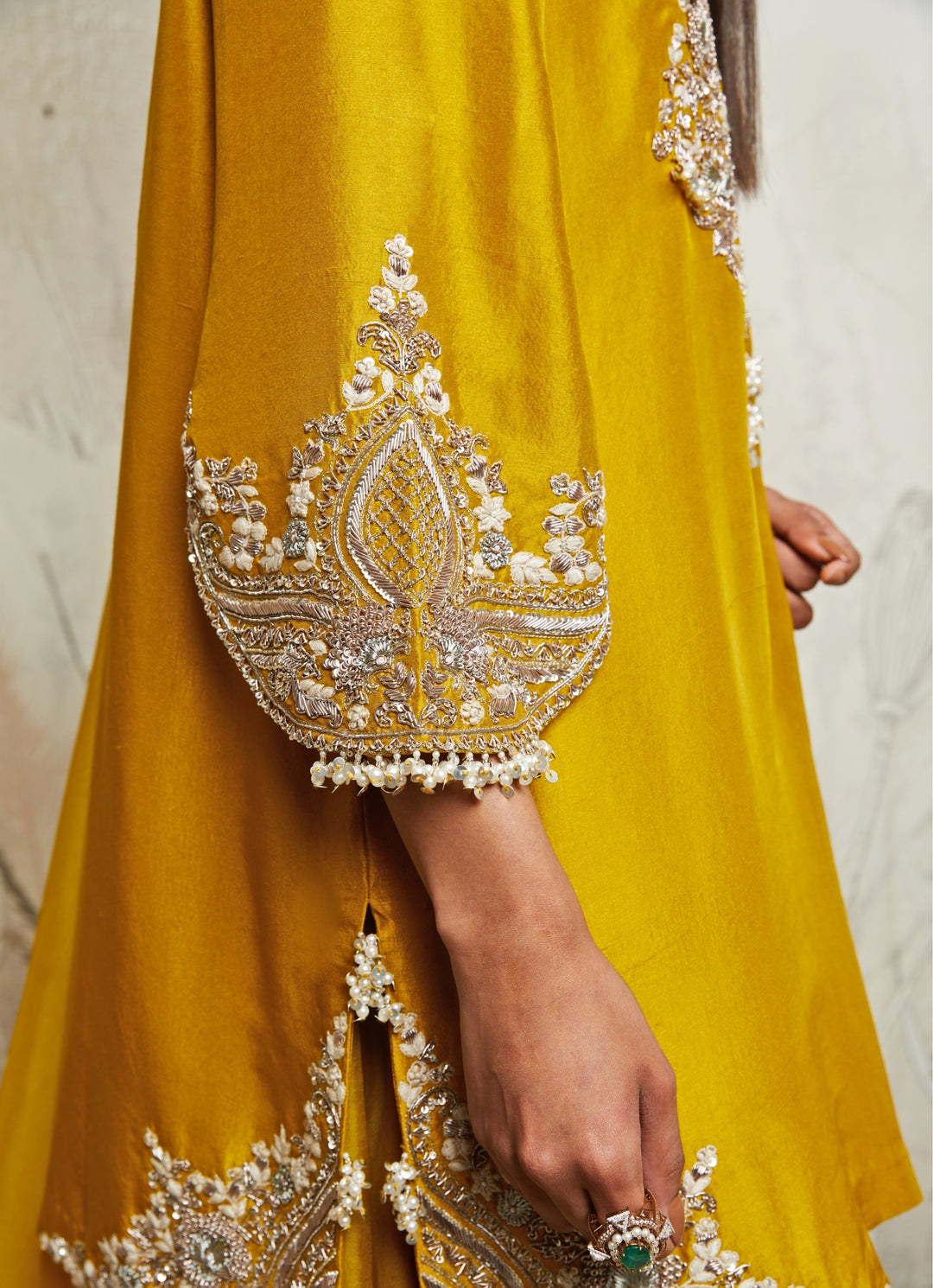 Mustard Yellow Silk Kurta Sharara Set