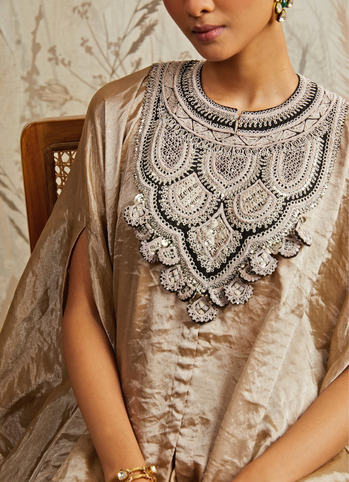 Champagne Tissue Kaftan Pants Set