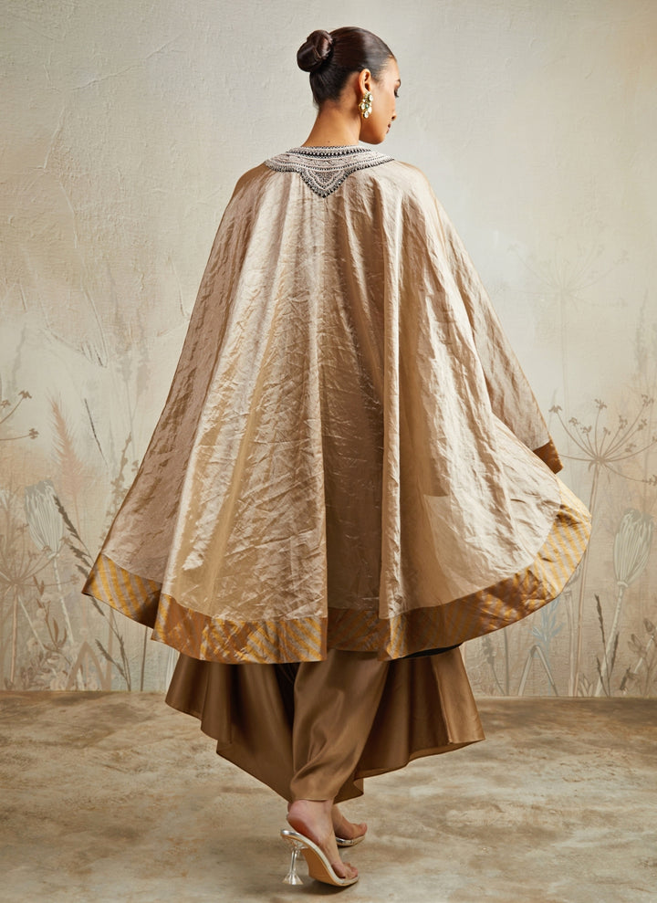 Champagne Tissue Kaftan Pants Set