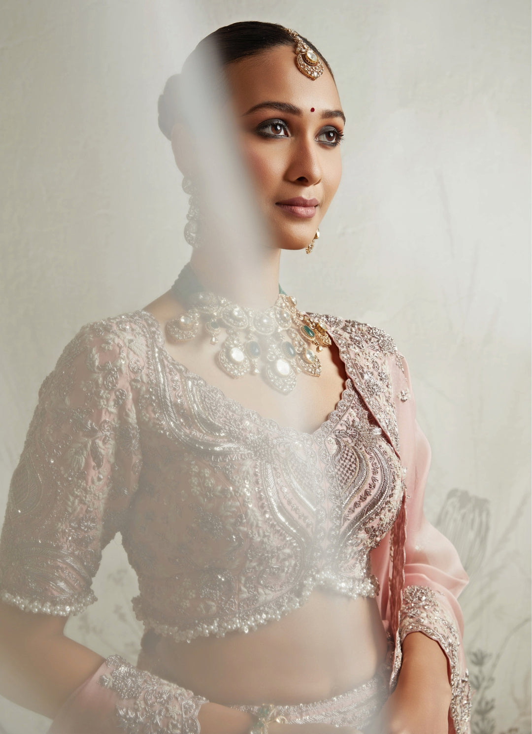 Blush Pink Organza Lehenga Set
