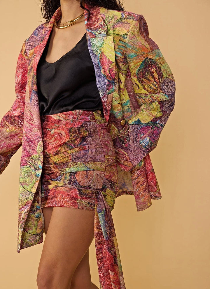 Abstract Floral Print Skirt Set With Blazer Saaksha & Kinni - Fabilicious Fashion