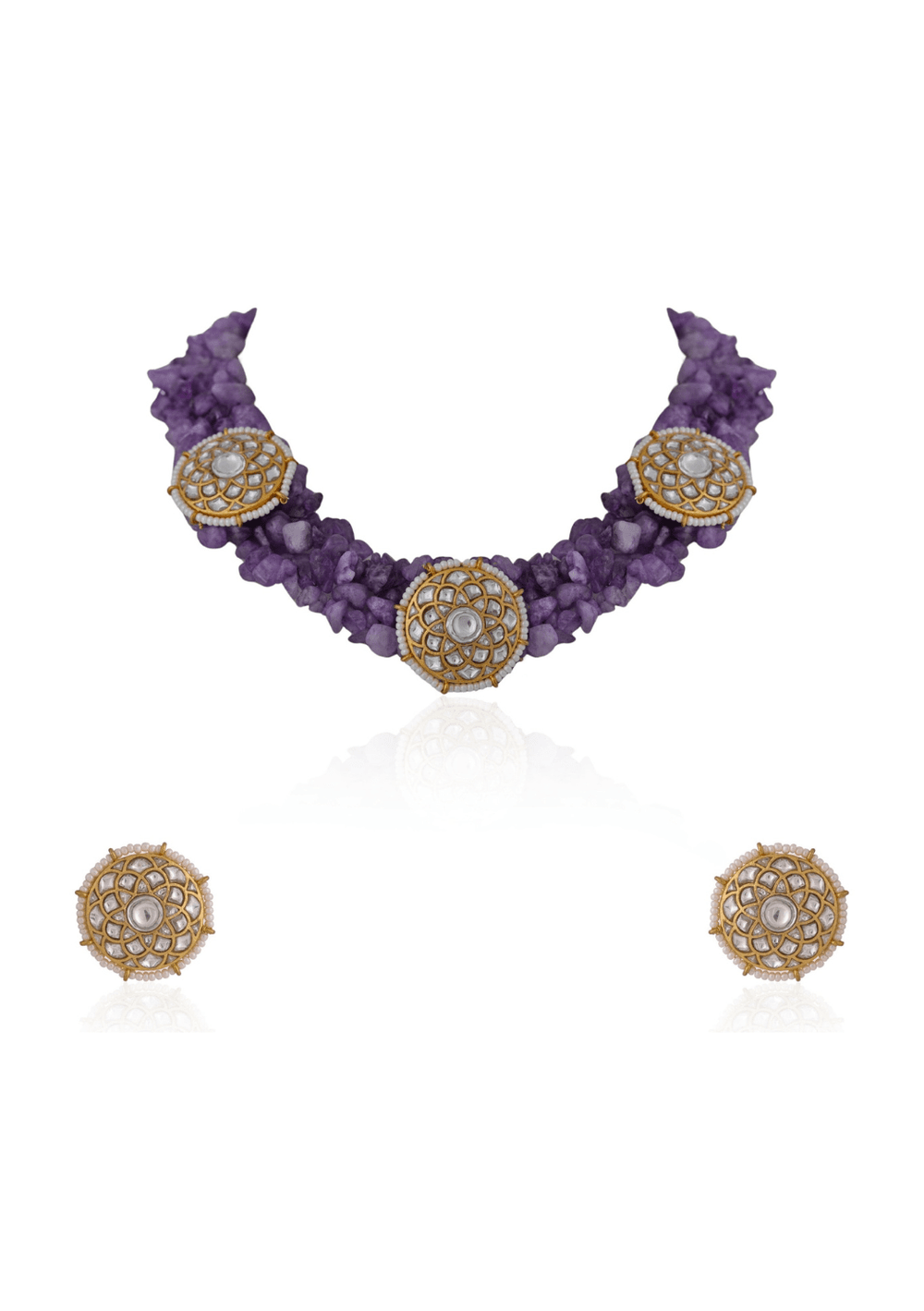 Amethyst Beads Fusion Look Choker Set Riana Jewellery - Fabilicious Fashion