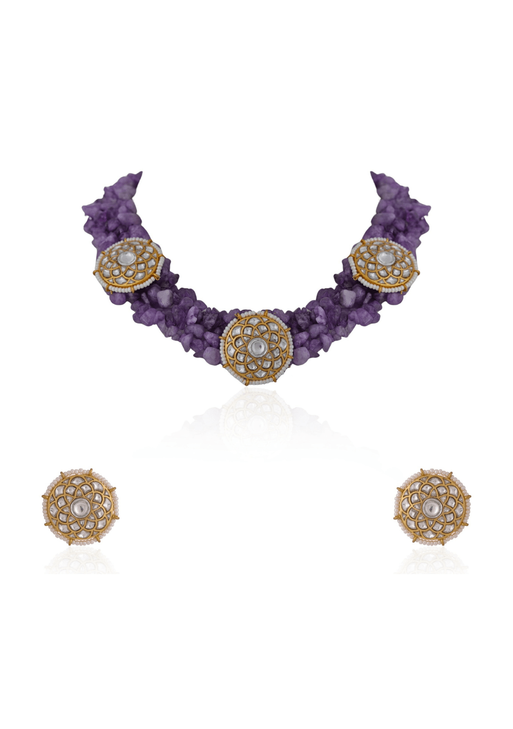 Amethyst Beads Fusion Look Choker Set Riana Jewellery - Fabilicious Fashion