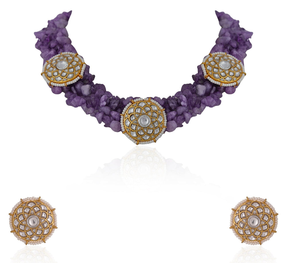 Amethyst Beads Fusion Look Choker Set Riana by Shikha Jindal - Fabilicious Fashion