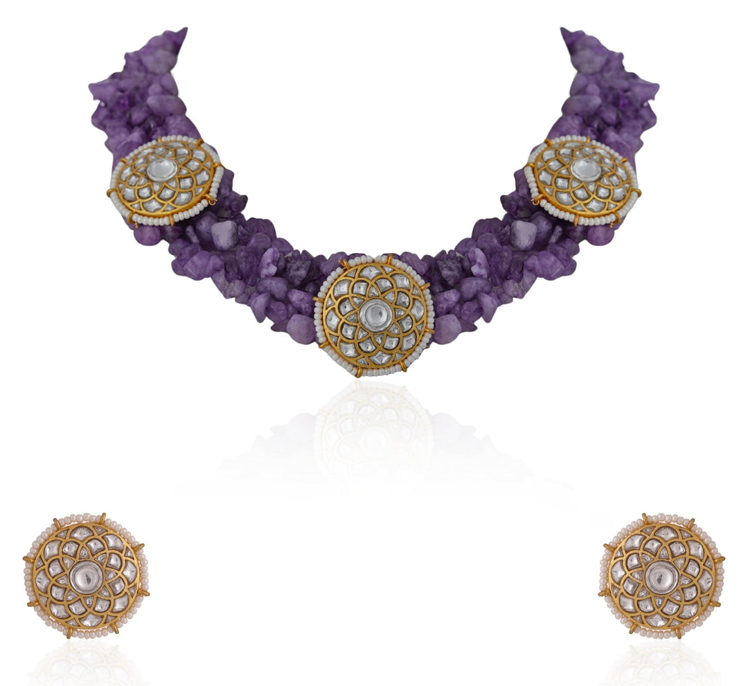 Amethyst Beads Fusion Look Choker Set Riana by Shikha Jindal - Fabilicious Fashion