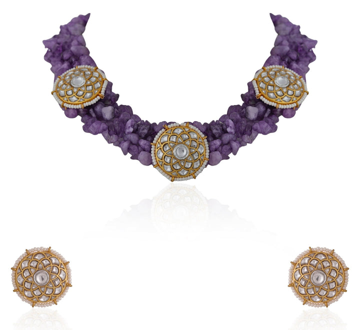 Amethyst Beads Fusion Look Choker Set Riana by Shikha Jindal - Fabilicious Fashion