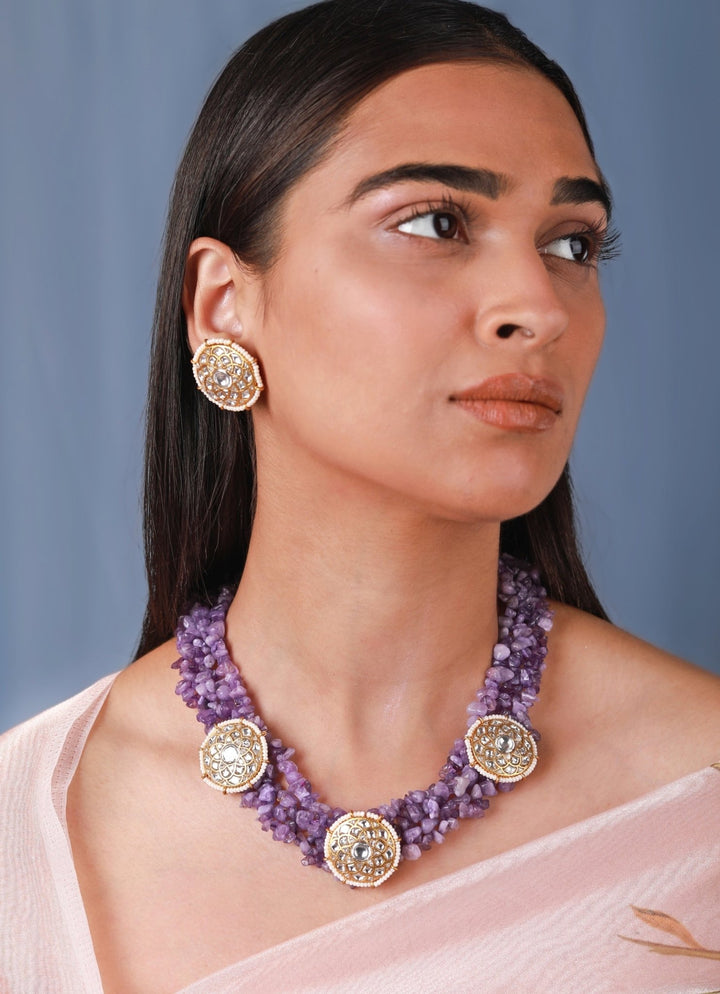 Amethyst Beads Fusion Look Choker Set Riana by Shikha Jindal - Fabilicious Fashion