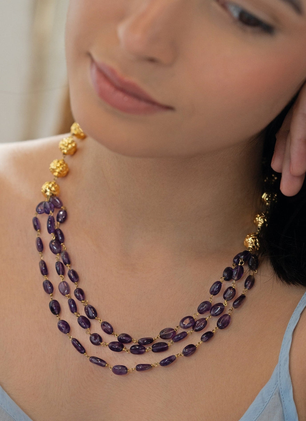 Do Taara Amethyst Layered NecklaceFabilicious Fashion