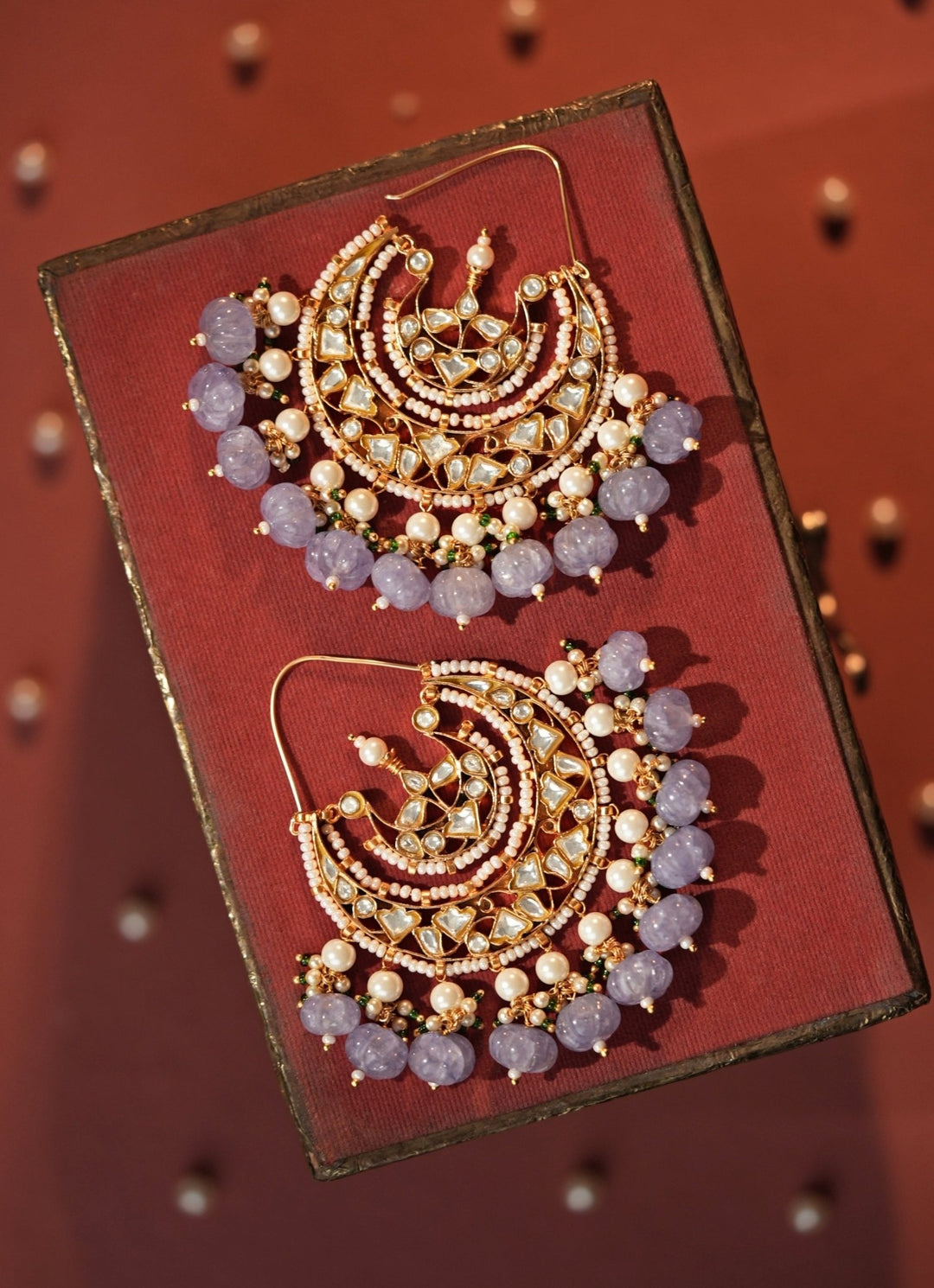 Riana Jewellery Amethyst Matte Gold Chandbaali EaaringsFabilicious Fashion