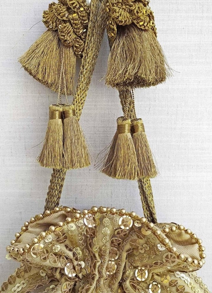 Antique Gold Embroidered Potli AMYRA - Fabilicious Fashion