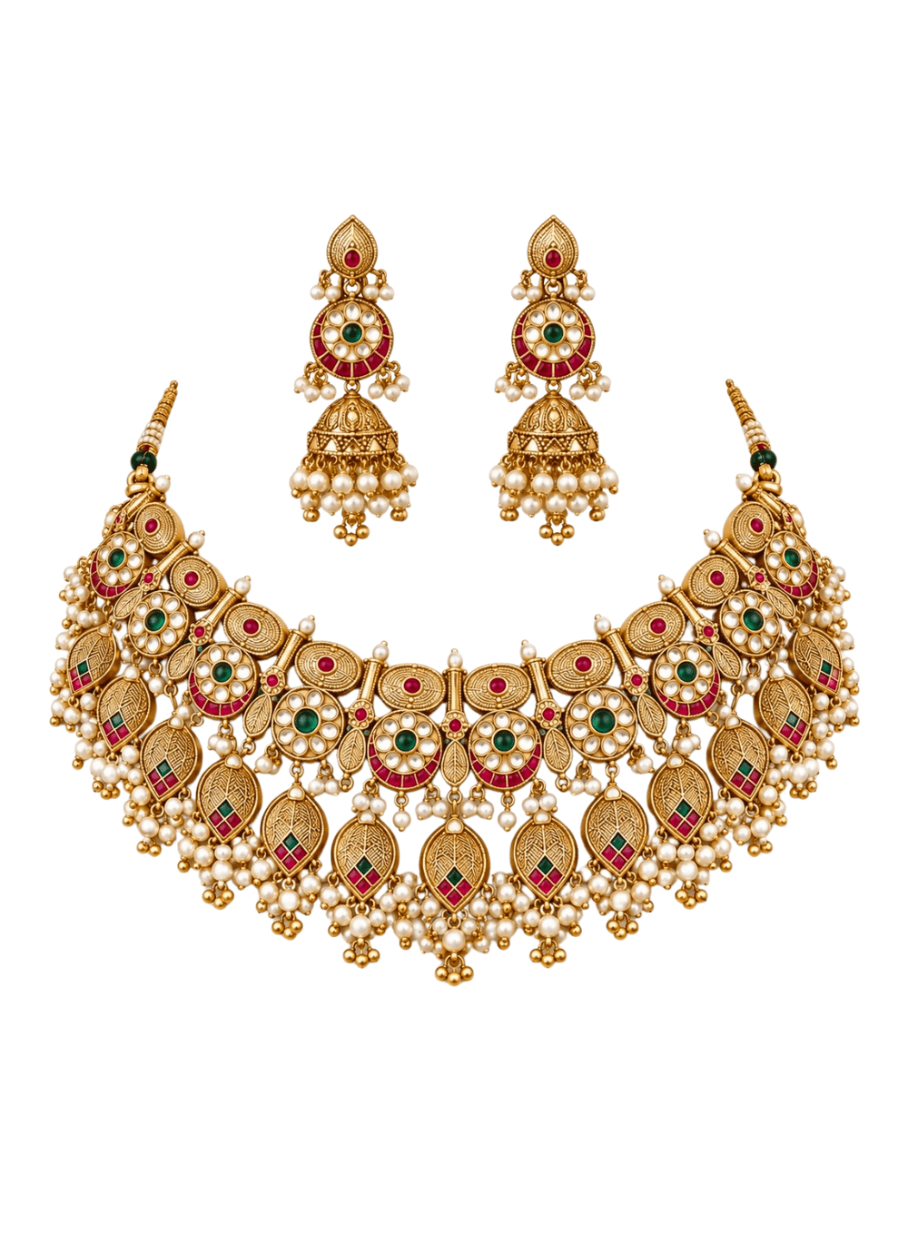 Vivinia By Vidhi Mehra Antique Gold Kundan Statement Necklace SetFabilicious Fashion