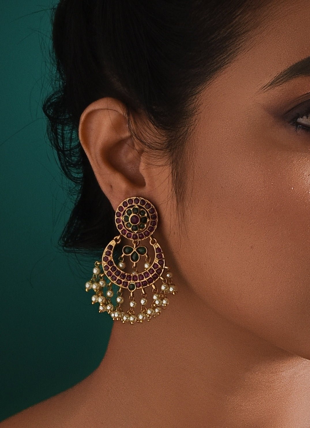 Antique Gold Plated and Pearl Drop Chandelier Earrings Zaza By Somya - Fabilicious Fashion