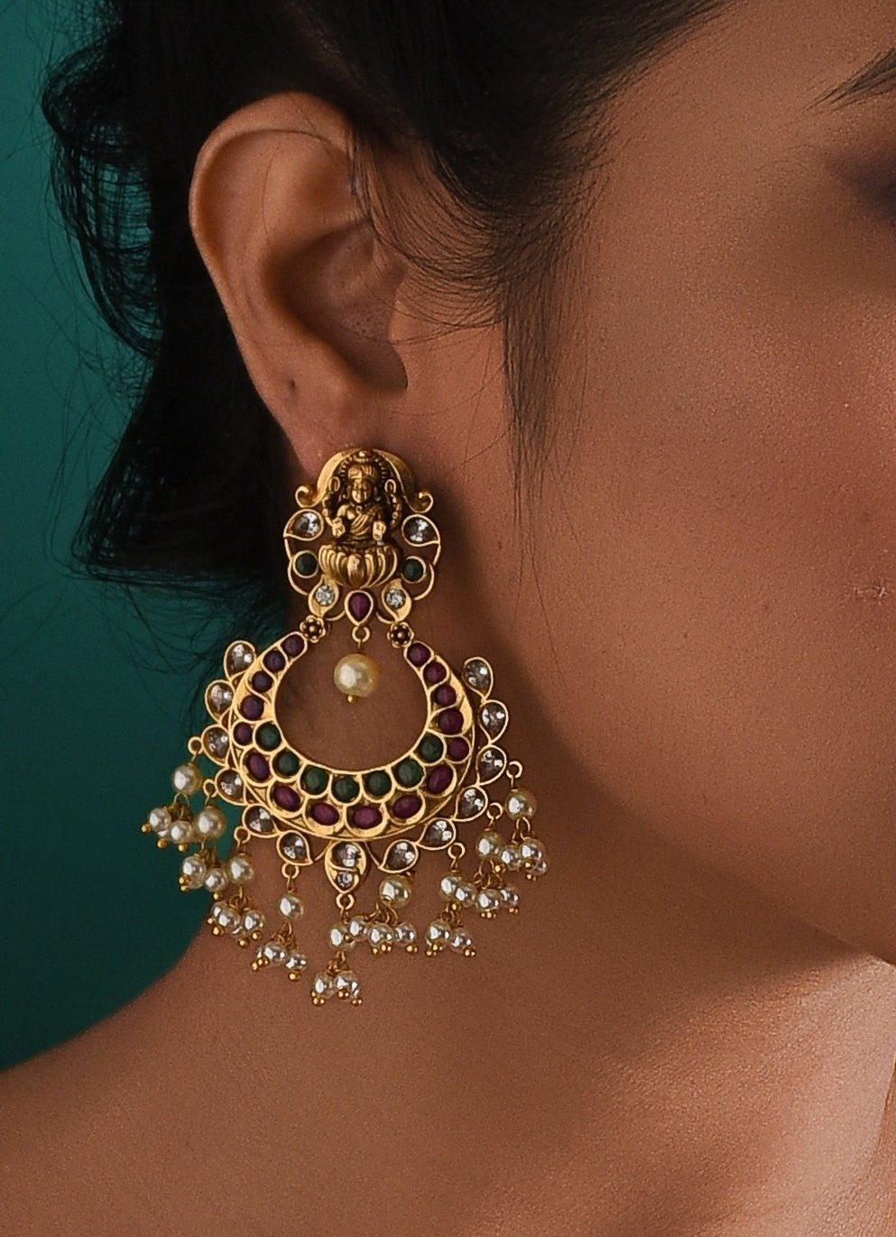 Antique Gold Plated Chandelier Earrings Zaza By Somya - Fabilicious Fashion