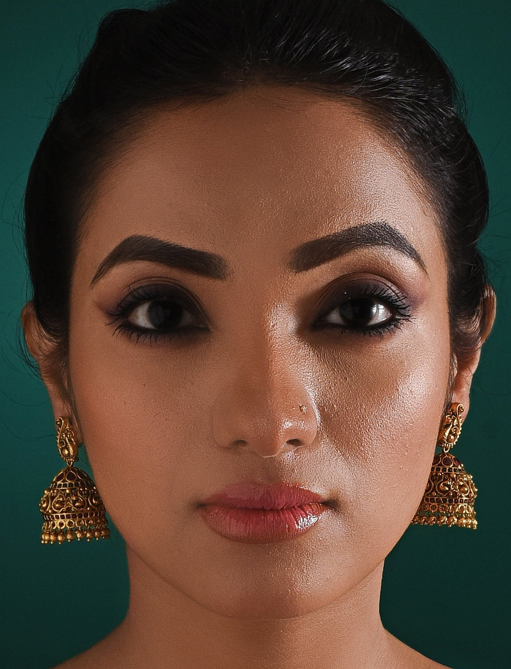 Antique Gold Plated Peacock Jhumka Earrings Zaza By Somya - Fabilicious Fashion