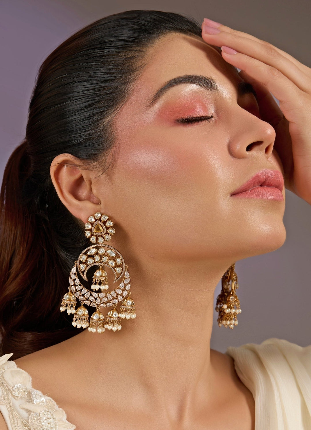 Antique Gold Plated Statement Jhumka Earrings Vivinia By Vidhi Mehra - Fabilicious Fashion