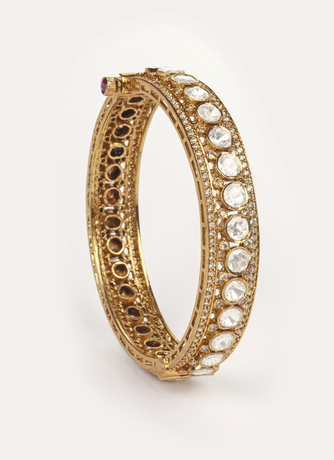 Antique Gold Polki Two Tone Bangle Set Zevar by Geeta - Fabilicious Fashion