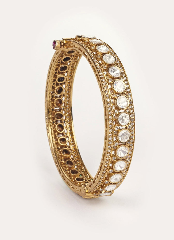 Antique Gold Polki Two Tone Bangle Set Zevar by Geeta - Fabilicious Fashion