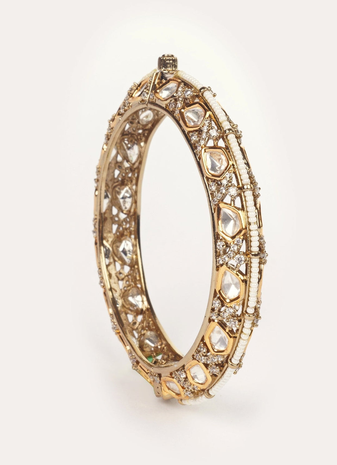 Antique Gold Polki Two Tone Bangle Set Zevar by Geeta - Fabilicious Fashion